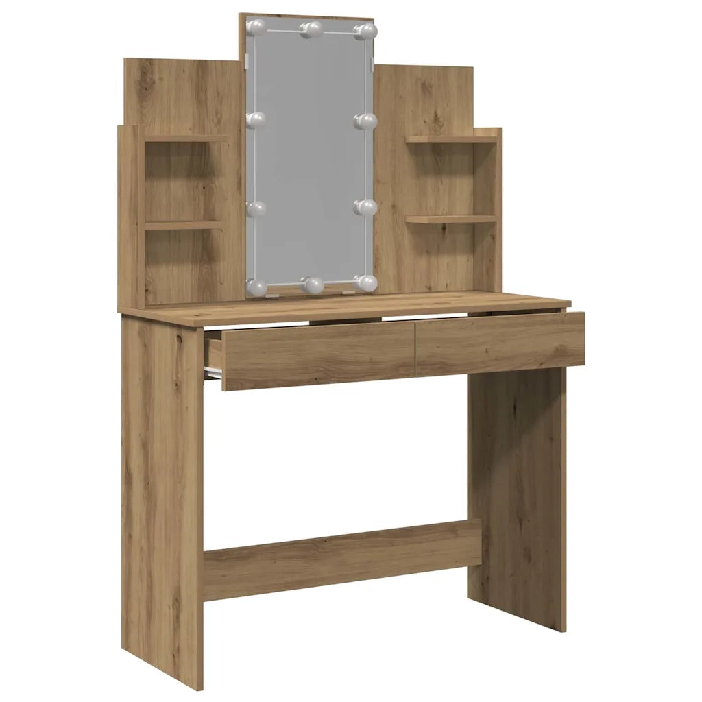 Toeletta con Luci LED Rovere Artigianale 96x40x142 cm 857026