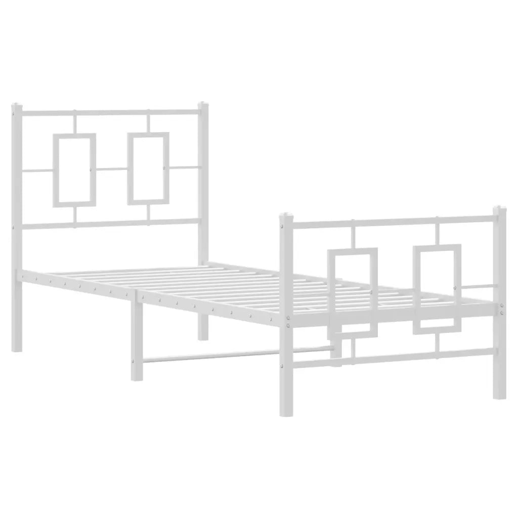 Giroletto con Testiera e Pediera-Struttura Letto Metallo Bianco 75x190 cm 655174