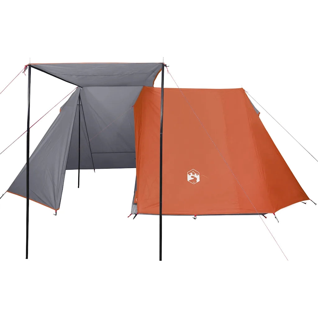 Tenda da Campeggio 3 Persone-Tenda per Escursionismo Grigio e Arancione Impermeabile