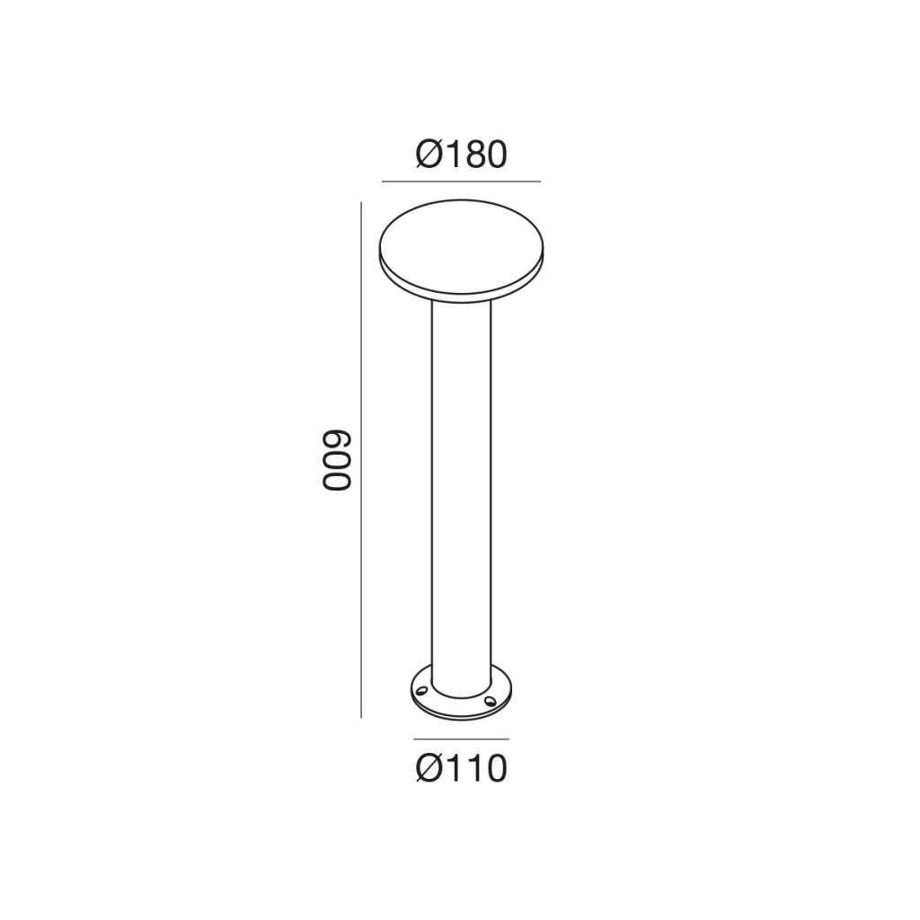 Paletto LED Diretto GES2332C 12W 3000K in Alluminio Antracite con Diffusore in Policarbonato - Gealuce