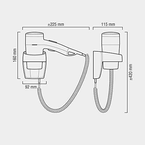 Valera Executive 1200 Asciugacapelli Compatto con Supporto Murale per Alberghi e Strutture Ricettive 1200 Watt Bianco
