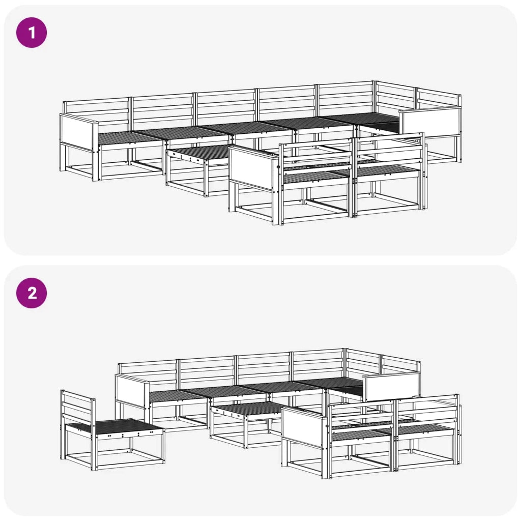 Set di divani da esterno 9 pcs Naturale