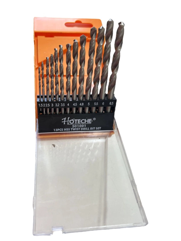 SERIE 13 PUNTE ELICODIALI DA TRAPANO PER FERRO PVC MISURE DA 1,5 A 6,5 +ASTUCCIO