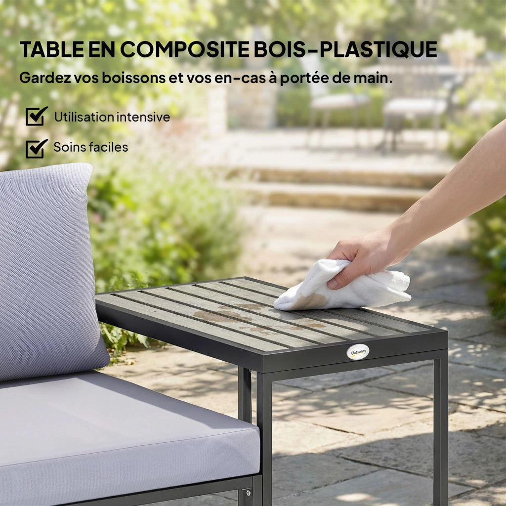 Set salotto giardino 3 pezzi polyrattan grigio ¨C Xylo ¨C 2 poltrone + tavolino con cuscini