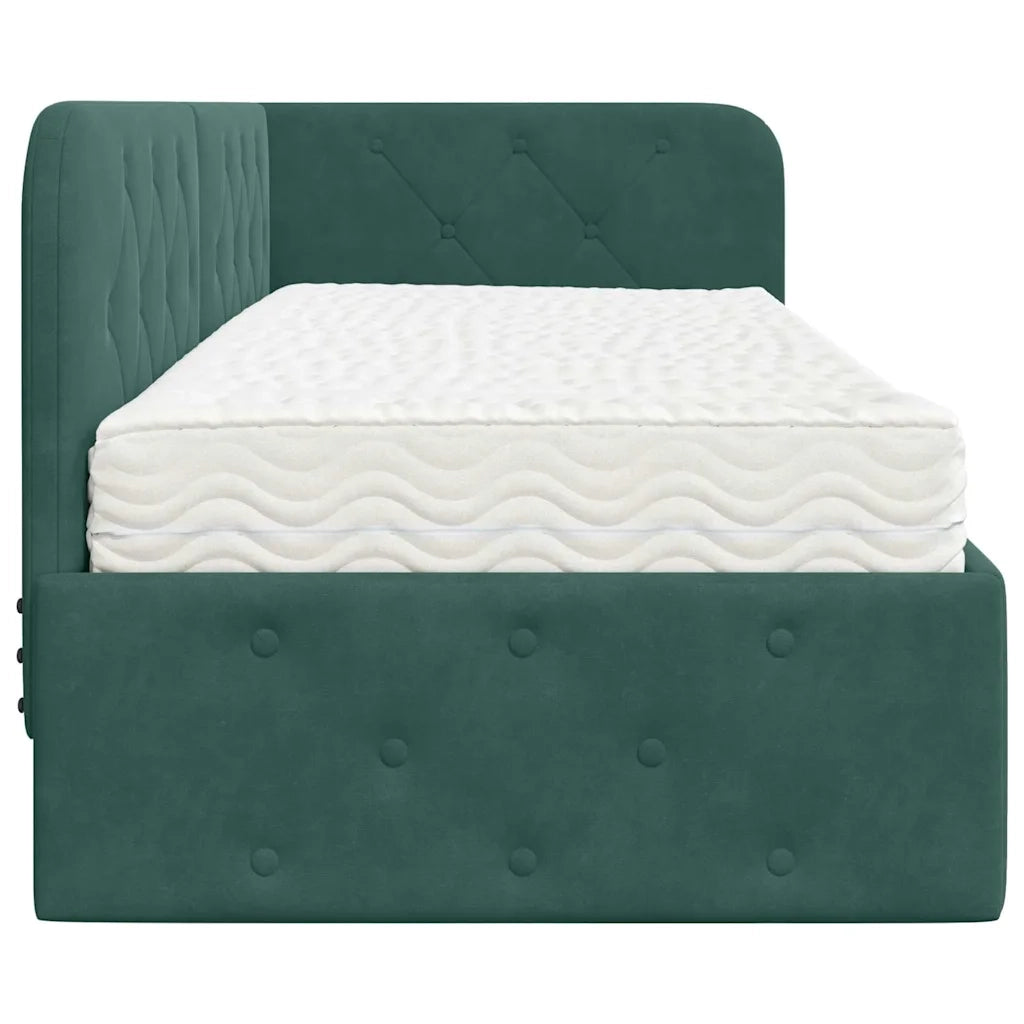 Cornice del letto ad angolo Verde Scuro 80 x 200 cm Velluto 3394064