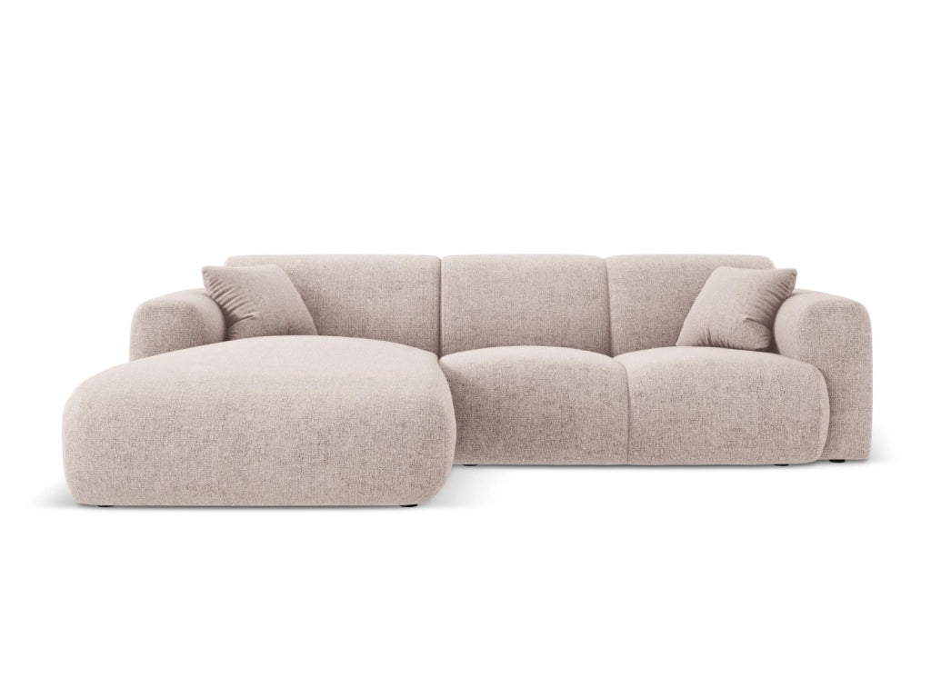 Cosmopolitan Design - Divano angolare sinistro "Nolio" 4 posti in ciniglia beige 