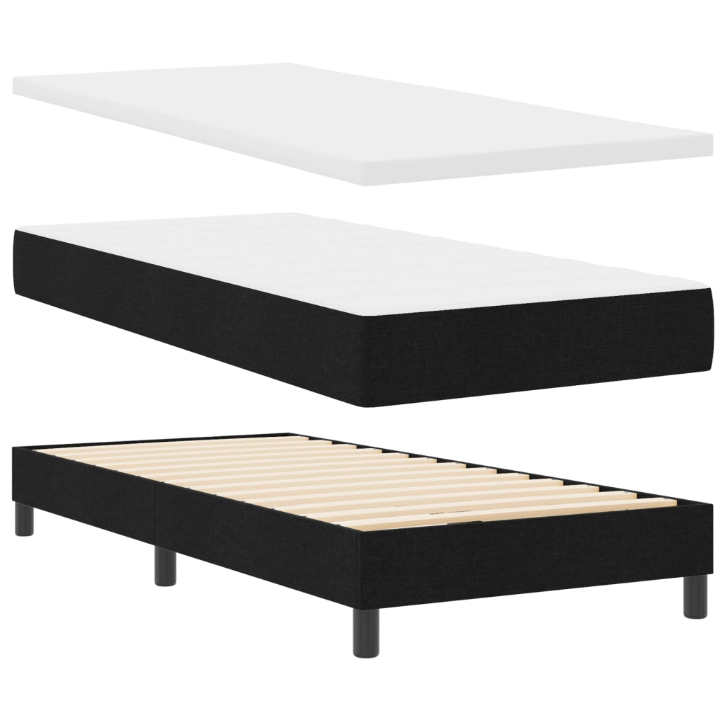 Letto con Box Spring Nero 90x190 cm Tessuto