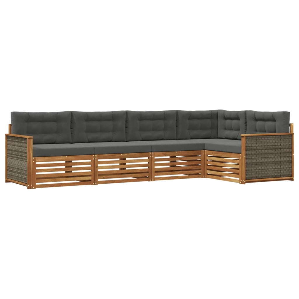 Set di divani da esterno con cuscino 5 pcs Naturale e Antracite