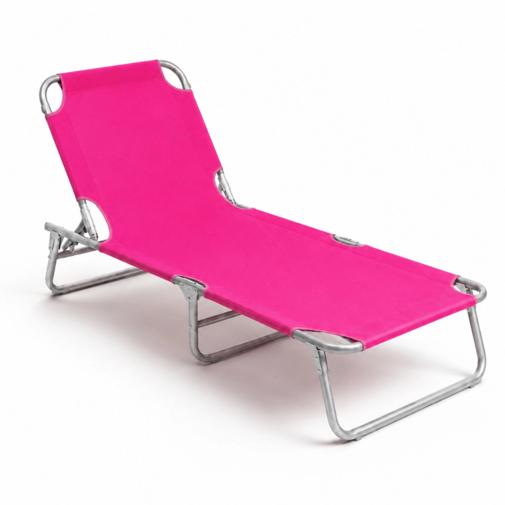 Sedia Sdraio Lettino Prendisole Pieghevole Con Tettuccio Regolabile Parasole Schienale Reclinabile Struttura In Metallo Per Spiaggia Mare Giardino Piscina 187 X 53 X 24 Cm Rosa