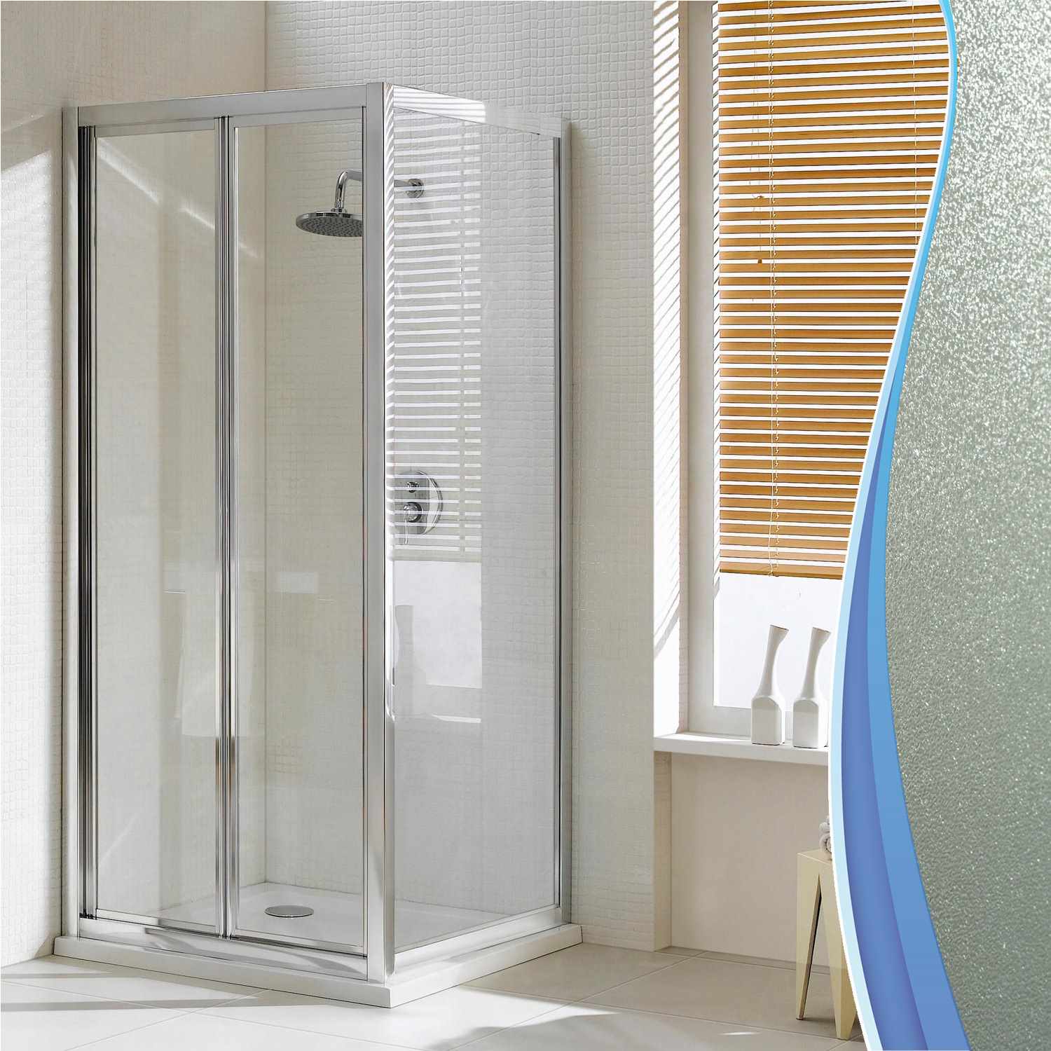 Box Doccia Angolare 75x90 cm 1 Anta a Libro in Cristallo Opaco 4mm H198 Fosterberg Fyn Duo