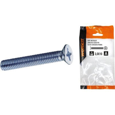 VITE METALLO TSP ZINCATA SELF WORKIT - CLASSE 4.8 CAVA PH FIL INTERO MM 4X10 CF=PZ 55- 5 confezioni