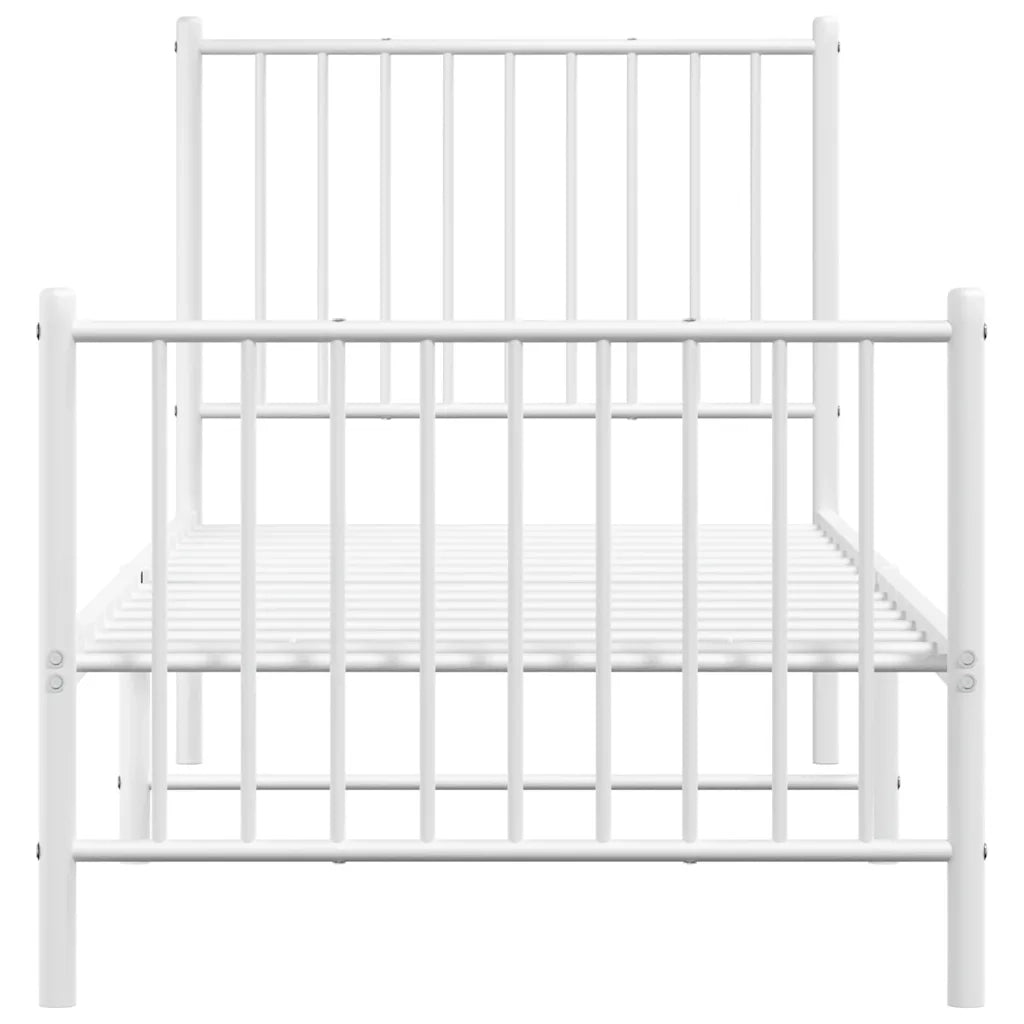 Giroletto con Testiera e Pediera Metallo Bianco 80x200 cm 350940