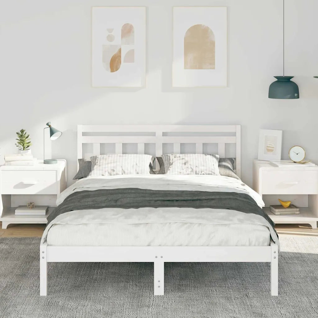 Struttura del letto Bianco 140 x 190 cm Pino massello