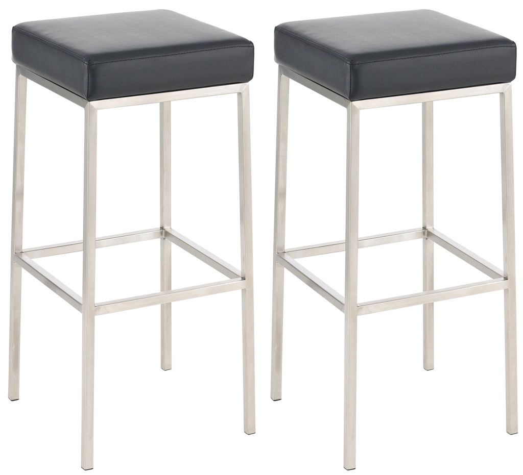 Set 2 sgabelli bar Montreal in similpelle acciaio inossidabile,nero