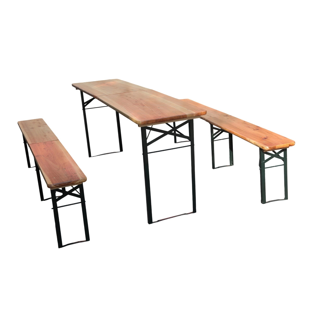 Set Tavolo e Panche Pieghevoli da Giardino ¨C MINIMAL ¨C Pino Massello 220 cm, 3 Pezzi