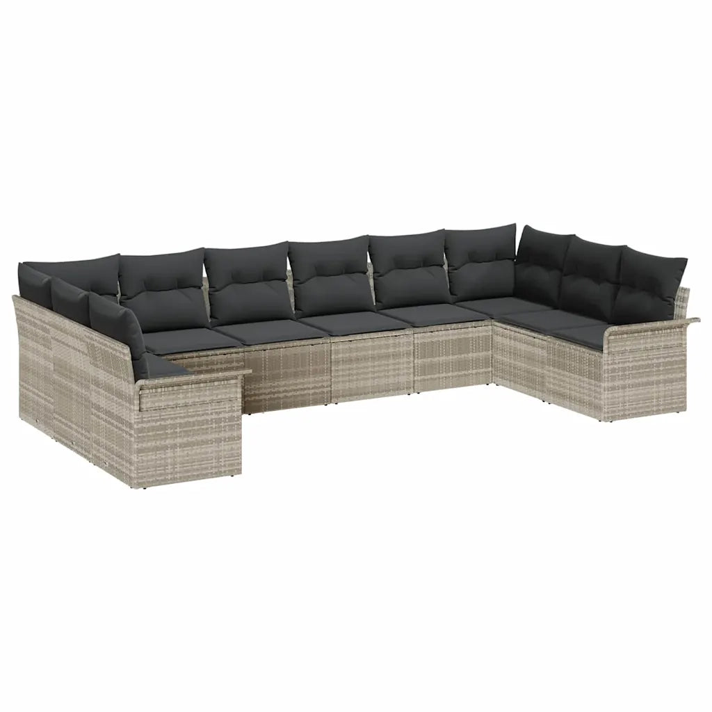 Set Divano da Giardino 10 pcs Grigio chiaro polyrattan 3354211