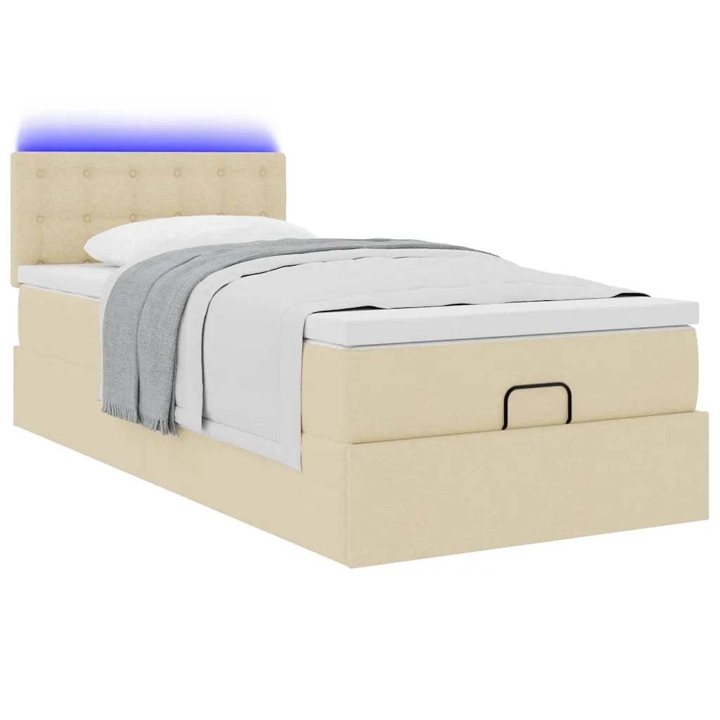 Struttura Letto Pouf con Materasso Crema 80x200 cm in Tessuto 3312434