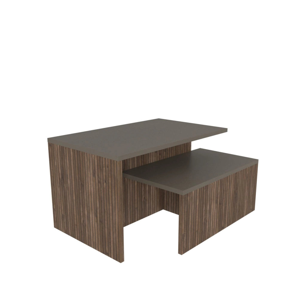 Tavolo nido in legno 2 pezzi "Twins" 72 x 45 x 42 cm - Taupe