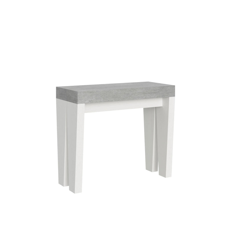 Consolle allungabile 90x40/196 cm Spimbo Mix Small piano Bianco Frassino - Cemento/Bianco Frassino