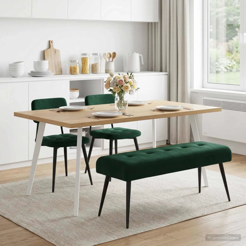 Panchina con bottoni imbottiti Verde Scuro 110 x 40 x 46 cm 42038531