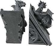 Decorative Bookend Statue 2025 cm Set da 2 in Polyresina Grigia Pietra - Castello Drago