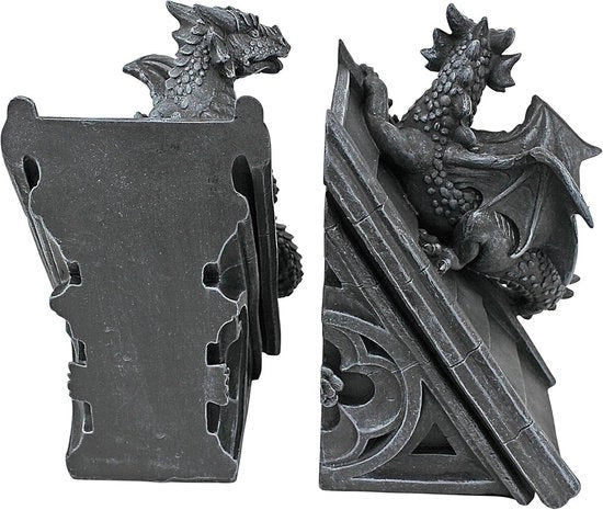 Decorative Bookend Statue 2025 cm Set da 2 in Polyresina Grigia Pietra - Castello Drago