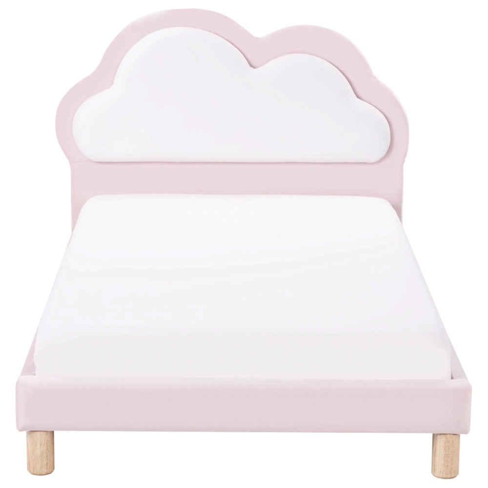 Letto Rosa e Bianco Velluto Imbottito Telaio Poggiatesta 3ft EU Dimensione Singola Camera da Letto Bambini Camera Moderna Tradizionale