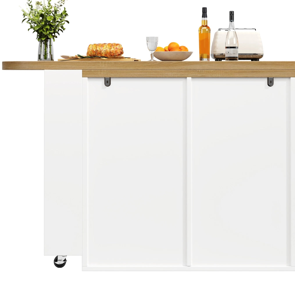 Bartisch mit 6 Schubladen und Kippsicherung, drehbar 360°, MDF Sideboard für Küche, Wohnzimmer oder Homeoffice