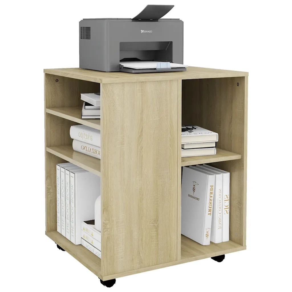 Mobiletto con Ruote Rovere Sonoma 60x53x72 cm Legno Multistrato 808461
