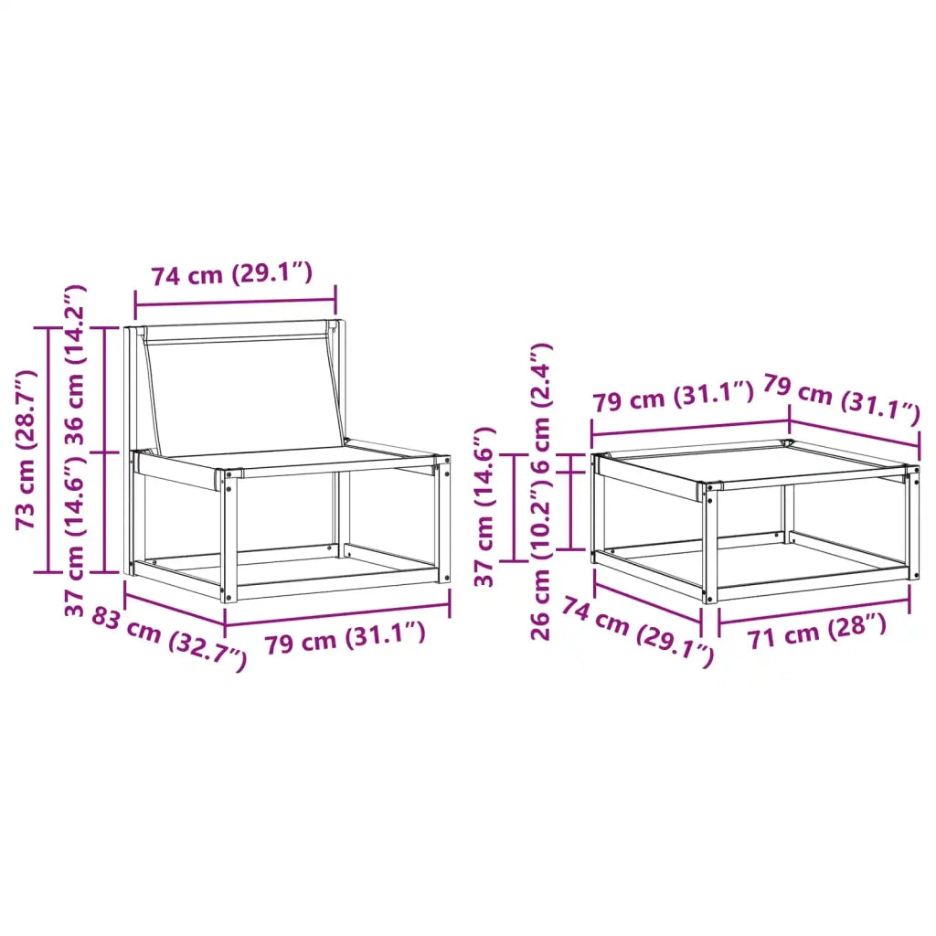 Set di divani da esterno 4 pz Naturale e Beige 3381337