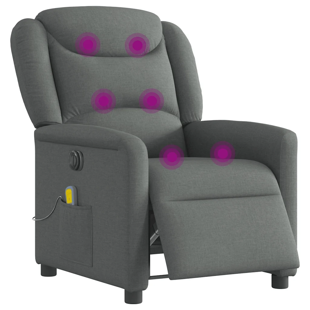 Divano Sedia-Poltrona Reclinabile Massaggio Elettrica Grigio Scuro Tessuto 779246