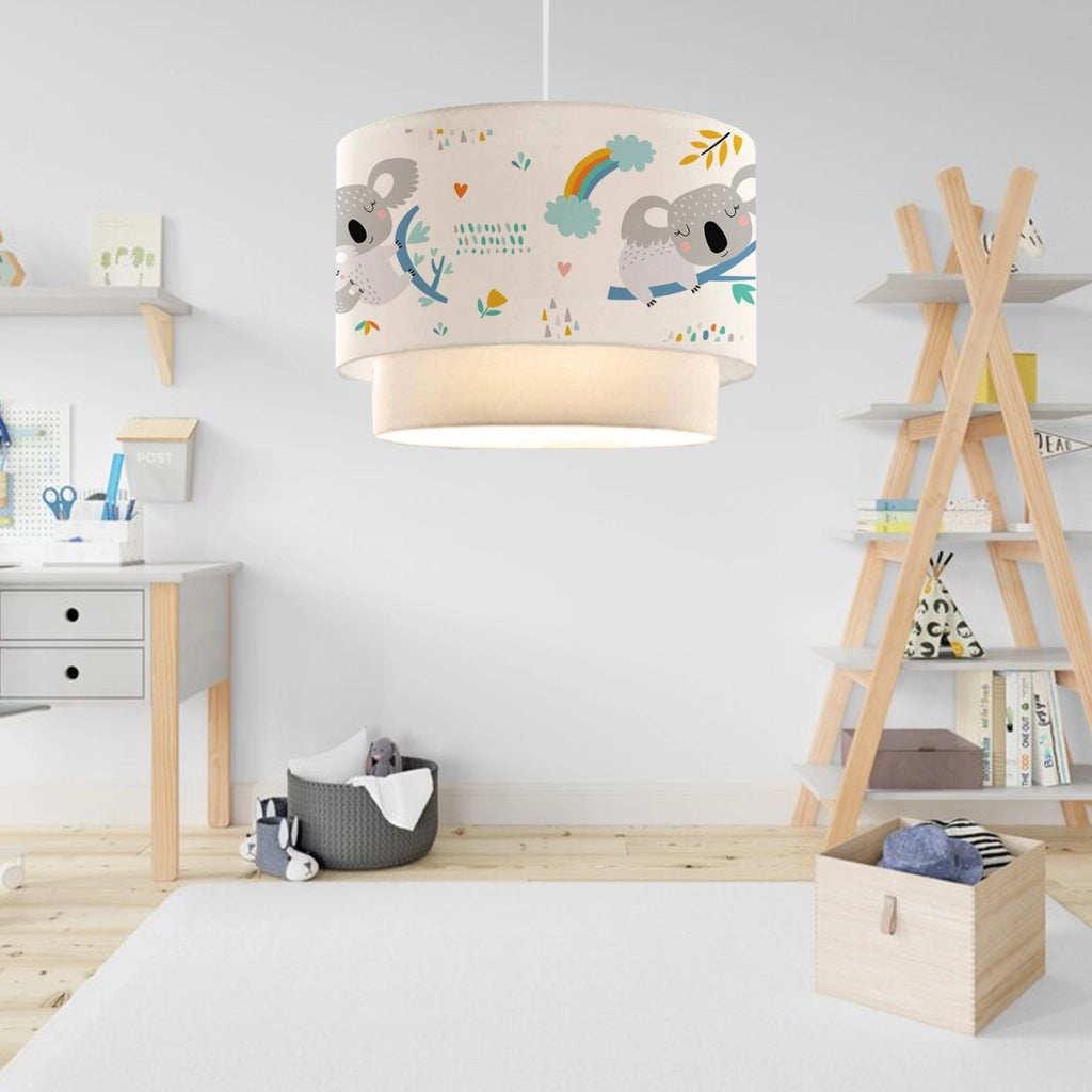 Lampada a Sospensione Lurgan per Cameretta Decorato con Koala - Bianco lux.pro