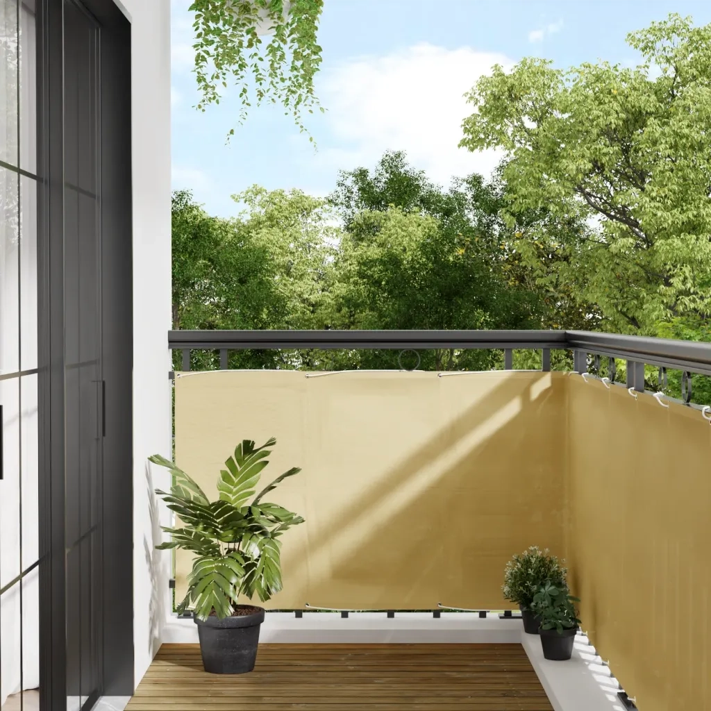 Paravento da Balcone-Pannello per balcone Sabbia 90x600 cm 100% Poliestere Oxford