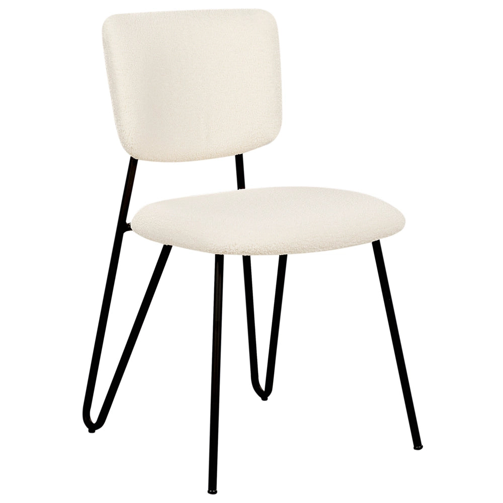Set di 2 sedie da pranzo moderne Seduta imbottita strutturale in tessuto crema Schienale curvo senza braccioli Design moderno e contemporaneo