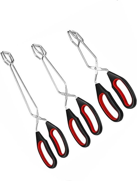Set da cucina a tre pezzi in acciaio inossidabile con maniglia in silicone - 9/11/13 pollici - adatto per barbecue - nero