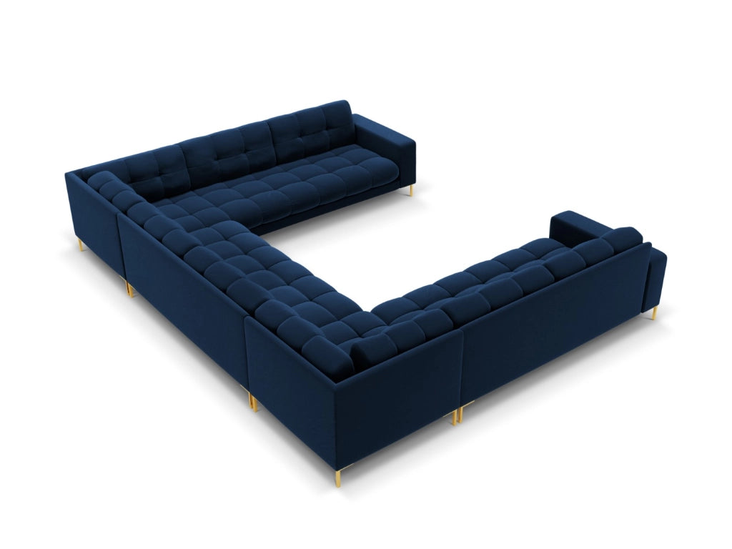 Cosmopolitan Design - Divano panoramico "Bali" 9 posti in velluto blu reale 