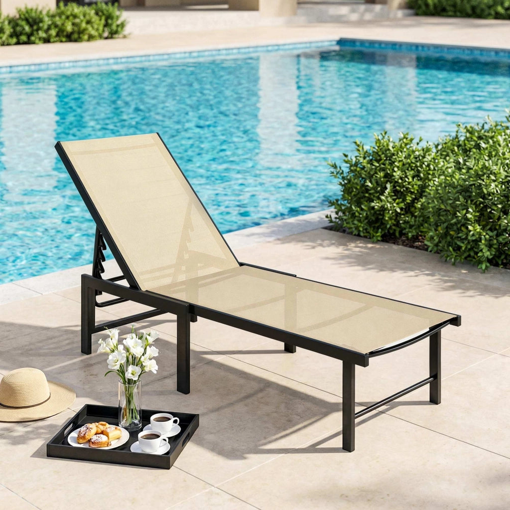 Poltrona Reclinabile da Giardino con Schienale Regolabile ¨C zephmum ¨C Caqui 166x60x84 cm