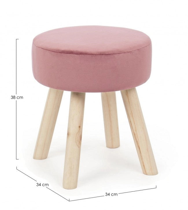 Set 2 Sgabelli  34x34x38 cm in Velluto Adeline Rosa