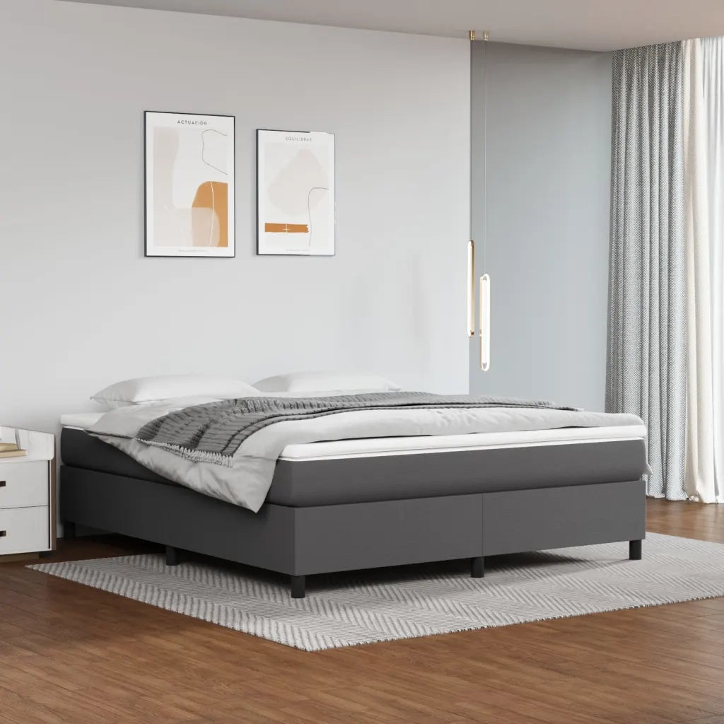 Struttura Letto a Rete a Molle-Giroletto Grigio 180x200 cm in Similpelle 135722