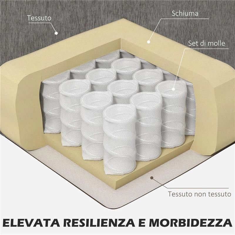 DIVANO ANGOLARE 3 POSTI CON CUSCINO PER SEDUTA E SCHIENALE IN TESSUTO EFFETTO CINIGLIA 186X130X84 CM TORTORA
