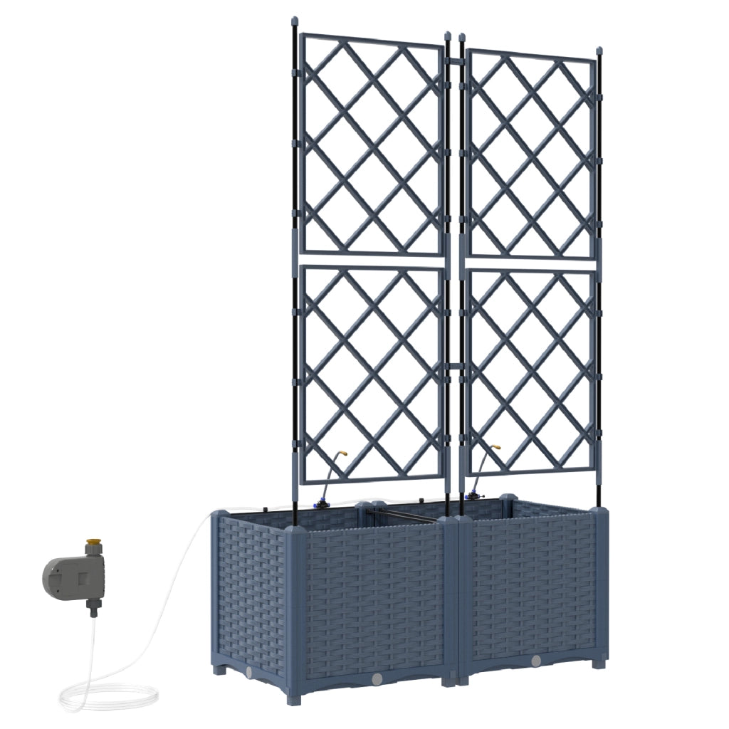 Fioriere da Giardino con Sistema di Irrigazione 2 pz Grigio