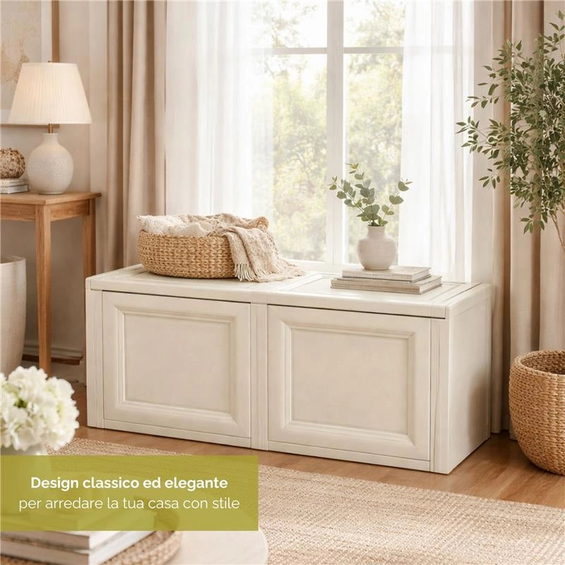 BAULE CONTENITORE DA ESTERNO ANGORA 86X40X42 CM – CASSAPANCA COMPATTA SALVASPAZIO PER BALCONE E TERRAZZO
