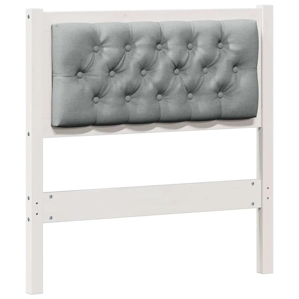 Testiera-Testiera con Cuscini Bianco e grigio chiaro 75 cm Legno di pino massello