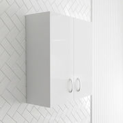 Pensile multiuso 60x32 in legno bianco con due ripiani Fedra