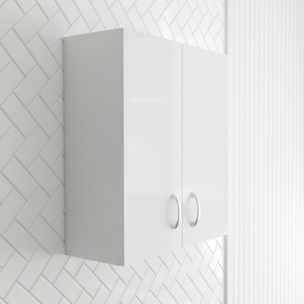 Pensile multiuso 60x32 in legno bianco con due ripiani Fedra