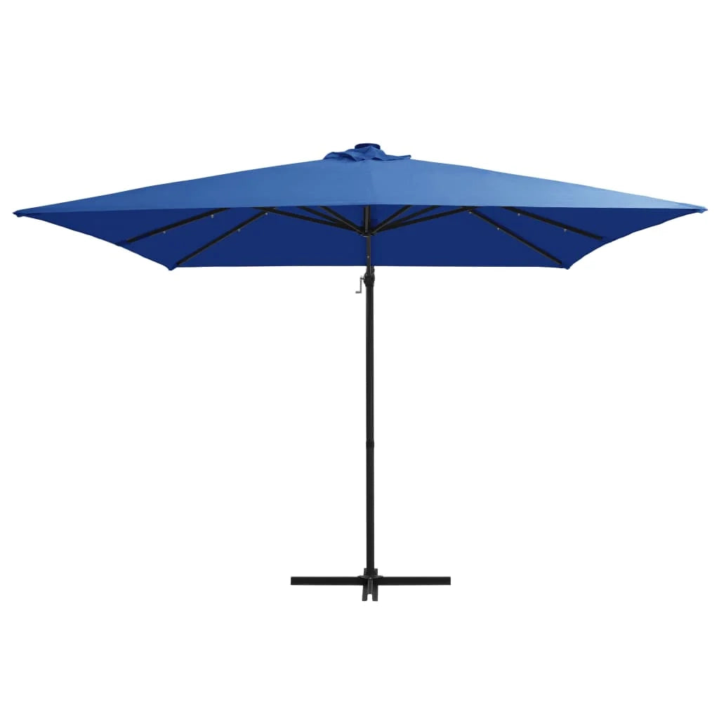 Ombrellone da giardino a sbalzo con illuminazione a LED e palo in acciaio 250 x 250 cm azzurro 02_0008446