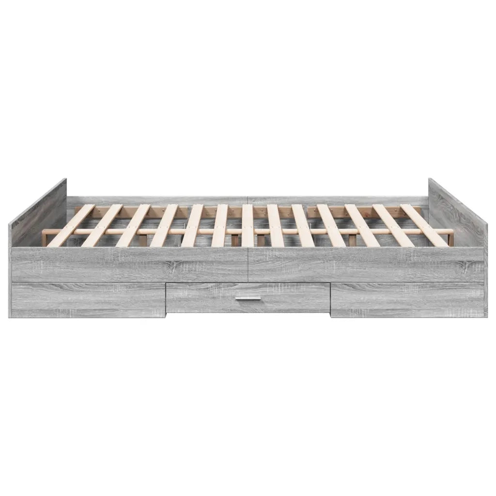 Giroletto Cassetti-Struttura Letto con contenitore Grigio Sonoma 160x200 cm Legno Multistrato 752983