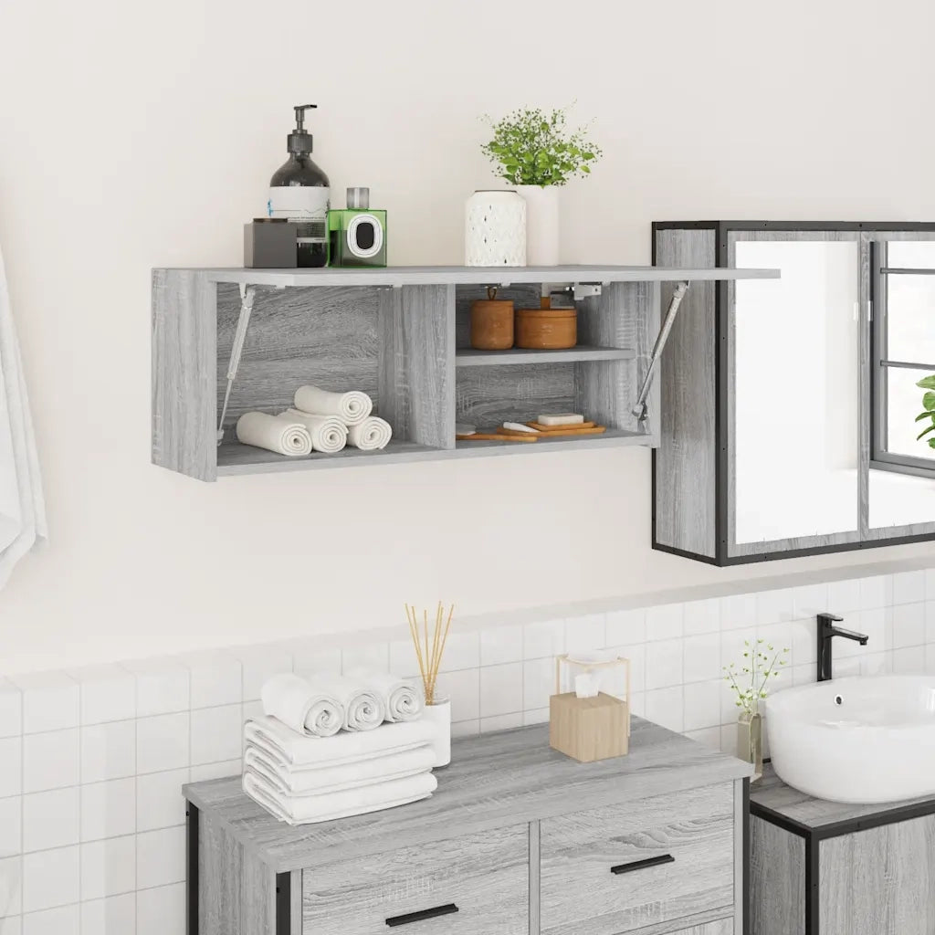 Mobile da Bagno Grigio Sonoma 80x25x30 cm in Legno Multistrato 860081