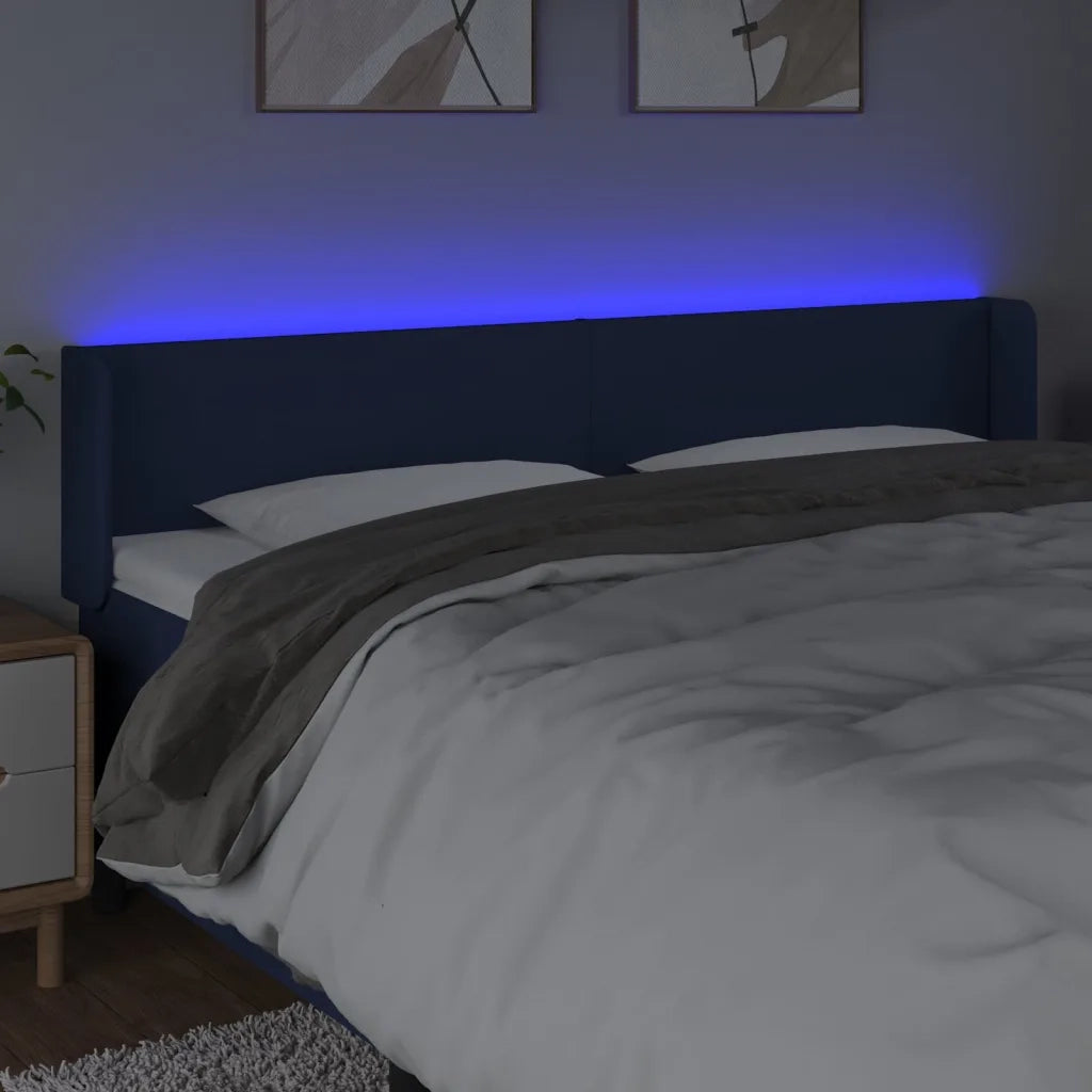 Testiera a LED Blu 183x16x78/88 cm in Tessuto 3122976
