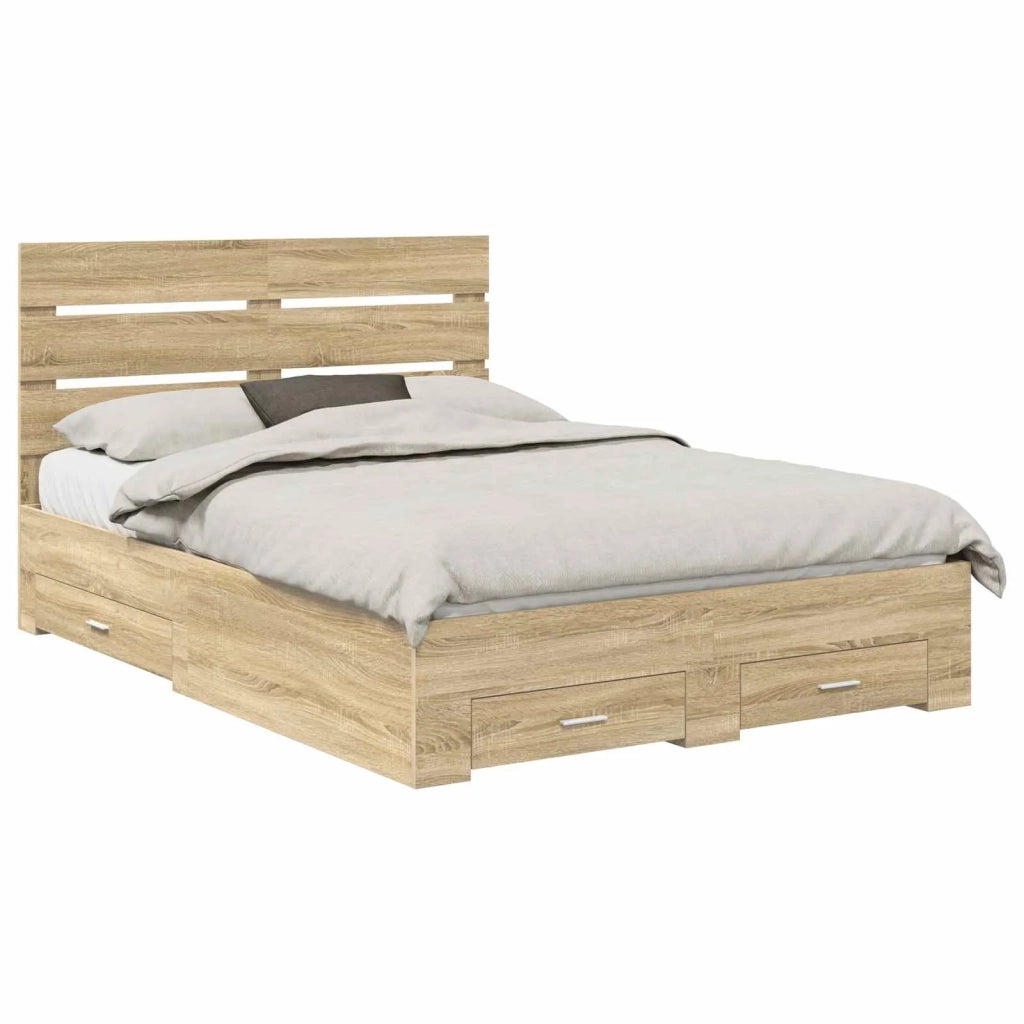 Struttura del letto con cassetto Rovere Sonoma 140 x 190 cm